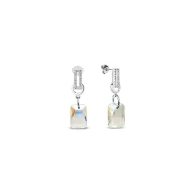 Boucles d'oreilles Spark Octagon en argent plaqué platine et cristaux