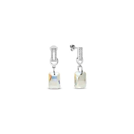 Boucles d'oreilles Spark Octagon en argent plaqué platine et cristaux