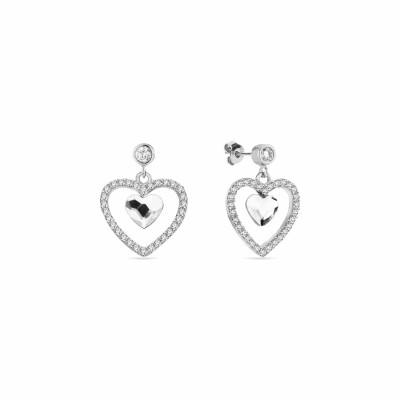 Boucles d'oreilles Spark Amour en argent plaqué platine et cristaux
