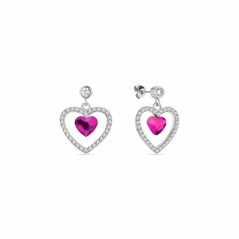 Boucles d'oreilles Spark Amour en argent plaqué platine et cristaux