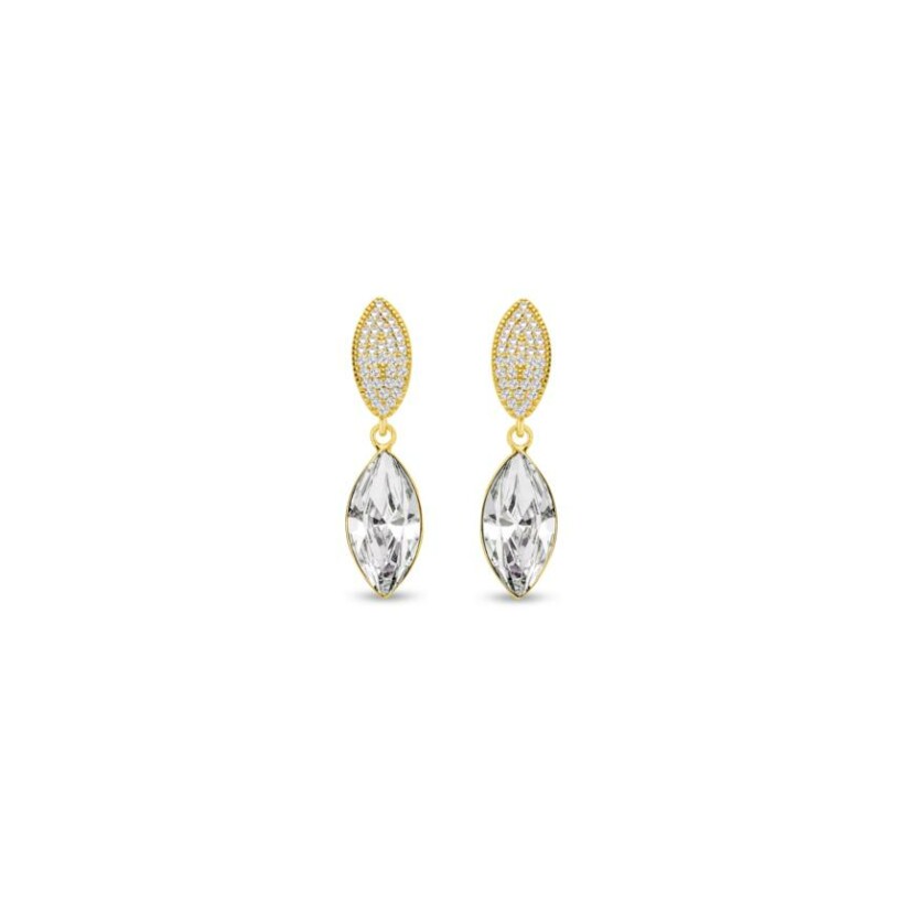 Boucles d'oreilles Spark Thalia en argent plaqué or jaune et cristaux