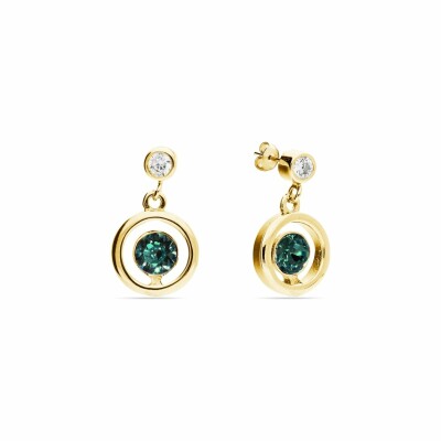 Boucles d'oreilles Spark Punct Gold en plaqué or sur argent et cristaux