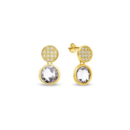 Boucles d'oreilles Spark Sunny en argent plaqué or jaune et cristaux