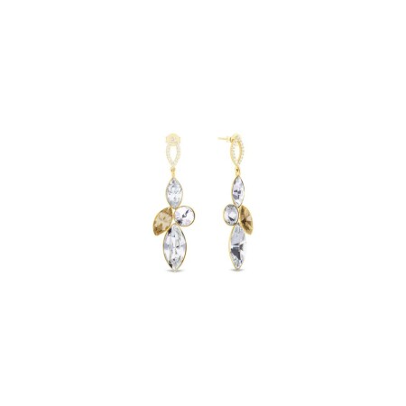 Boucles d'oreilles Spark Carmen en argent plaqué or jaune et cristaux