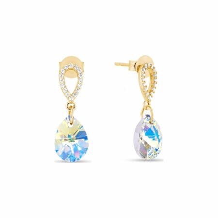 Boucles d'oreilles Spark Pear Drop en argent plaqué or jaune et cristaux