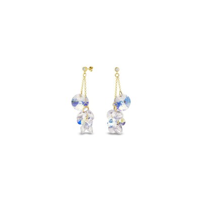 Boucles d'oreilles Spark Orchid en argent plaqué or jaune et cristaux