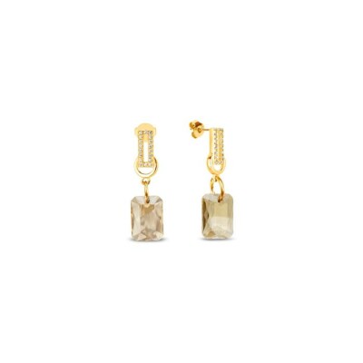 Boucles d'oreilles Spark Octagon en argent plaqué or jaune et cristaux