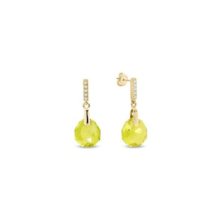 Boucles d'oreilles Spark Calathea en argent plaqué or jaune et cristaux