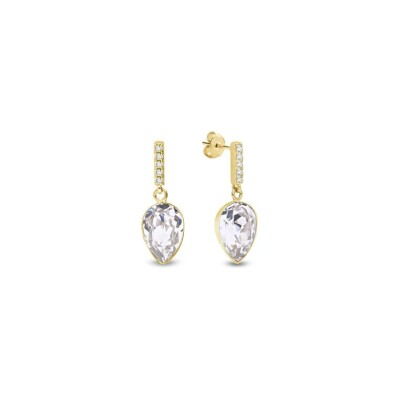 Boucles d'oreilles Spark Arcadia en argent plaqué or jaune et cristaux