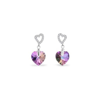 Boucles d'oreilles Spark Amore en argent plaqué platine et cristaux