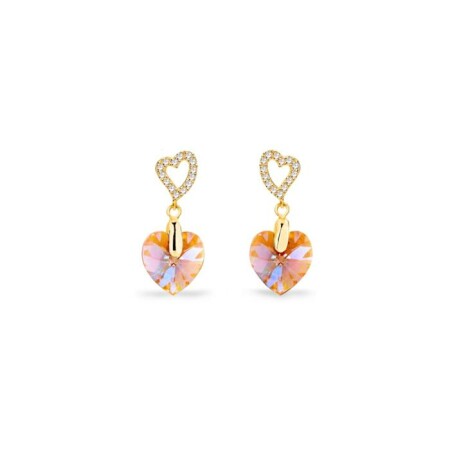 Boucles d'oreilles Spark Amore en argent plaqué or jaune et cristaux