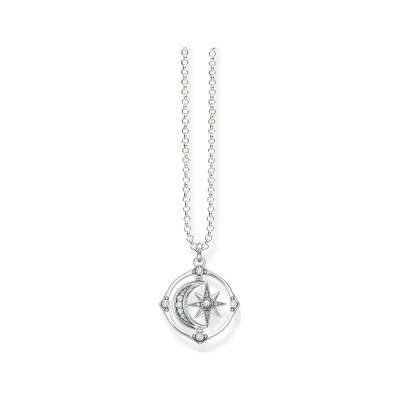 Chaîne Thomas Sabo étoile & lune  en argent et oxyde de zirconium, 45-50cm