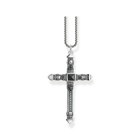 Collier Croix Thomas Sabo en argent, onyx et oxydes de zirconium