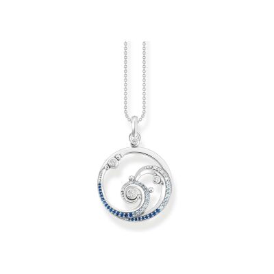 Collier Thomas Sabo Vagues en argent, oxydes de zirconium et pierre de couleurs