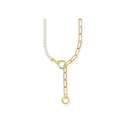 Collier Thomas Sabo en argent plaqué or jaune, perle d'eau douce et oxydes de zirconium
