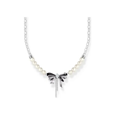Collier Thomas Sabo en argent, email, perle d'eau douce et oxyde de zirconium
