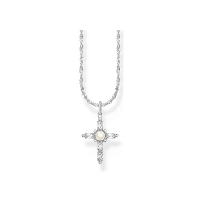 Collier pendentif Thomas Sabo en argent, perle d'eau douce et oxyde de zirconium