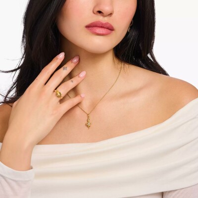 Collier pendentif Thomas Sabo en argent, plaqué or, email et oxyde de zirconium