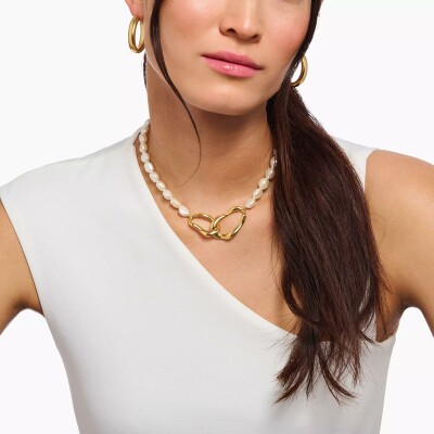 Collier Thomas Sabo en argent, plaqué or et perle d'eau douce