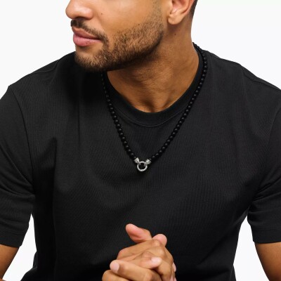 Collier Thomas Sabo en argent, oxyde de zirconium et obsidienne