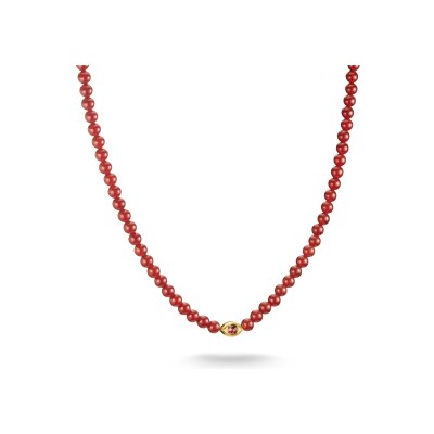 Collier Thomas Sabo en argent, plaqué or et agate rouge