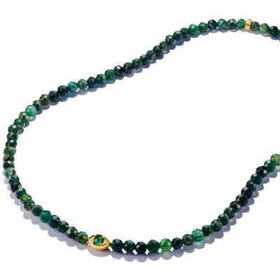 Collier pendentif Thomas Sabo en argent, plaqué or, agate verte et céramique