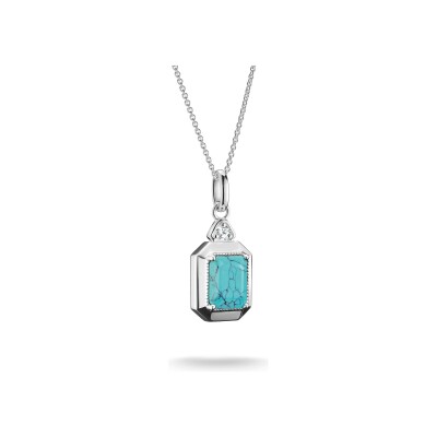Collier pendentif Thomas Sabo en argent, oxyde de zirconium et turquoise d'imitation