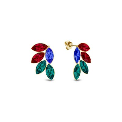 Boucles d'oreilles Spark Bird of Paradise en argent plaqué or jaune et cristaux