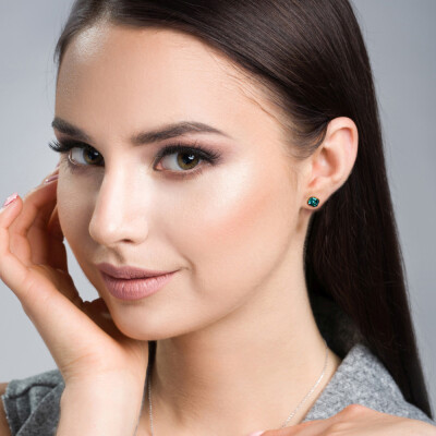 Boucles d'oreilles Spark Imperial en argent plaqué or jaune et cristaux