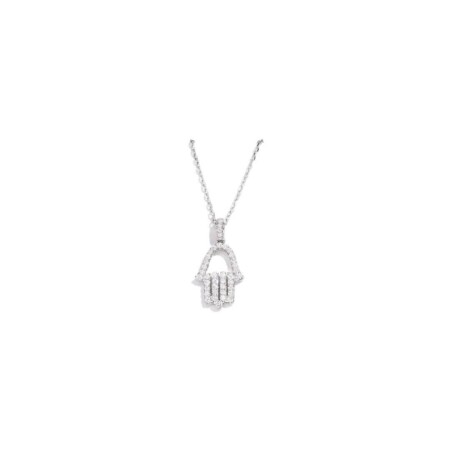 Pendentif Khmissa en or blanc et diamants