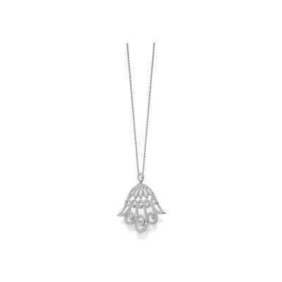 Pendentif Khmissa en or blanc et diamants