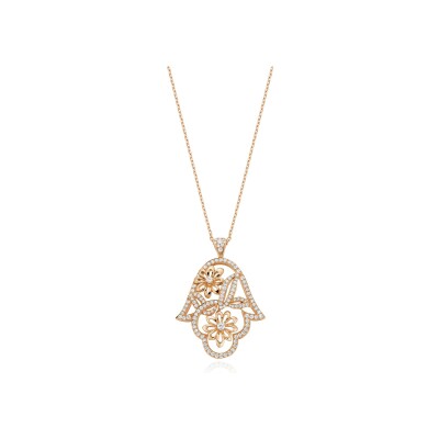 Pendentif Khmissa en or rose et diamants