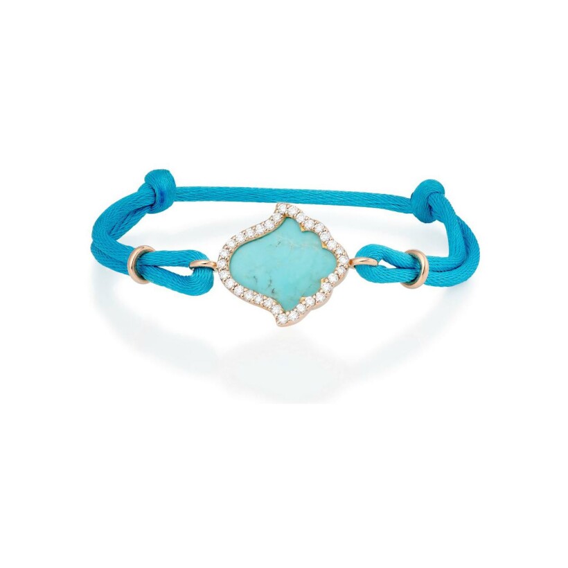 Bracelet Khmissa Etc… en or rose, diamants et turquoise