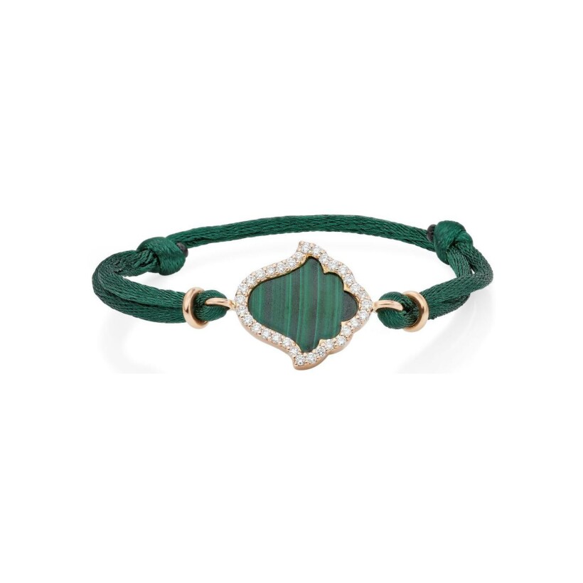 Bracelet Khmissa Etc… en or rose, diamants et malachite