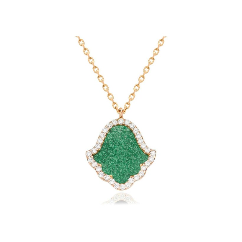 Khmissa Etc… necklace, rose gold, aventurine and diamonds