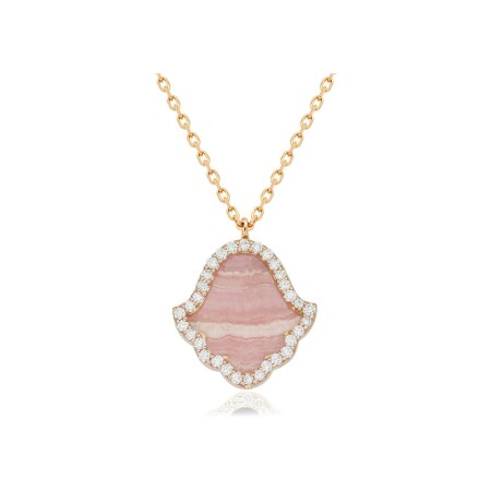 Khmissa Etc… necklace, rose gold, rhodochrosite and diamonds