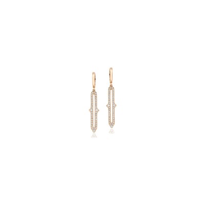 Boucles d'oreilles pendantes Khmissa in Love en or rose et diamants