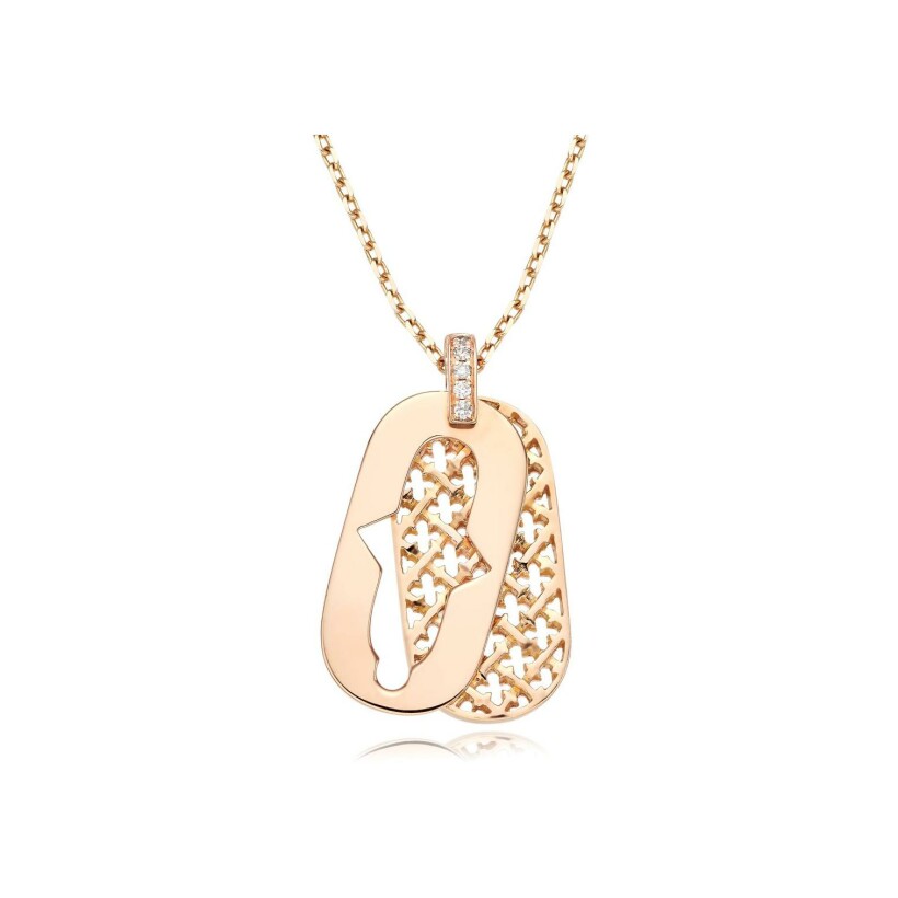 Khmissa in Love pendant, pink gold and diamonds