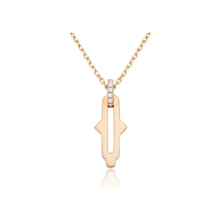 Khmissa in Love pendant, pink gold and diamonds