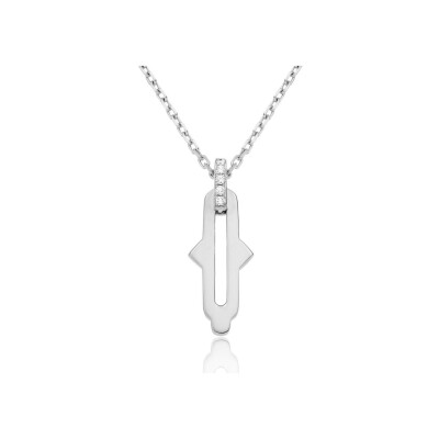 Pendentif Khmissa in Love en or blanc et diamants