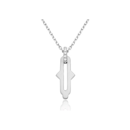 Khmissa in Love pendant, white gold and diamonds