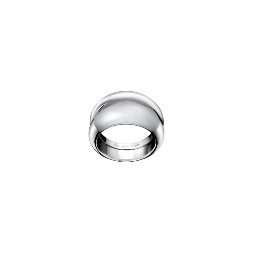 Bague Calvin Klein Ellipse en acier et verre, taille 57-58