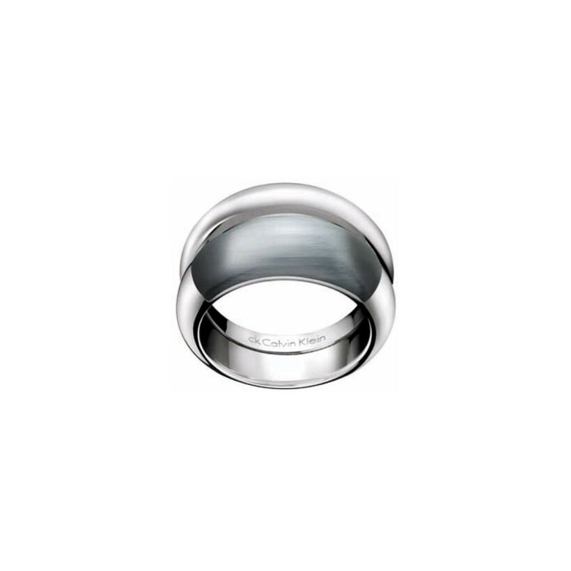 Bague Calvin Klein Ellipse en acier et verre, taille 49-50