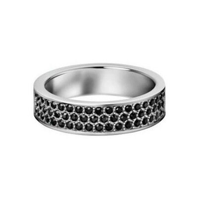 Bague Calvin Klein Hook en acier et cristal noir, taille 54-55