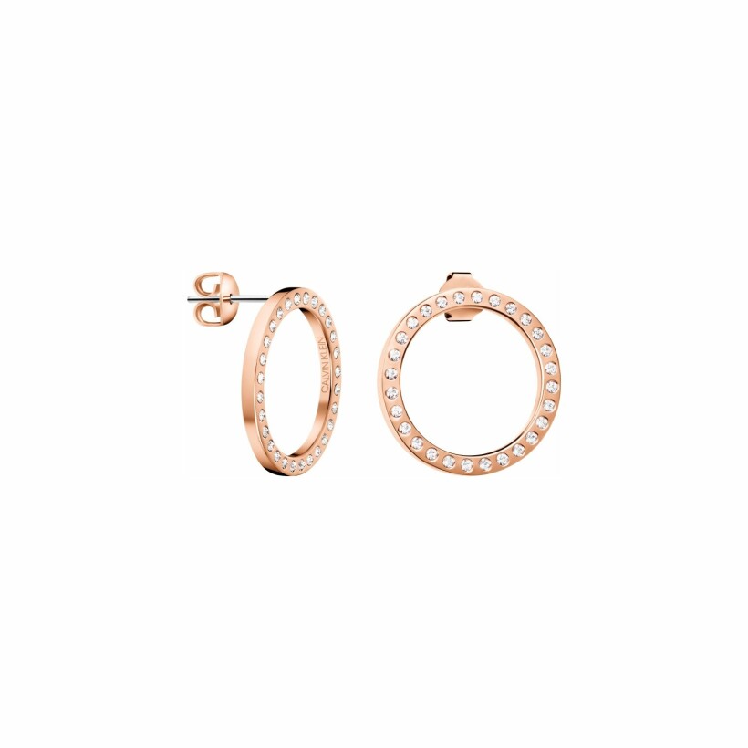 Boucles d'oreilles Calvin Klein Hook en métal doré rose et cristal