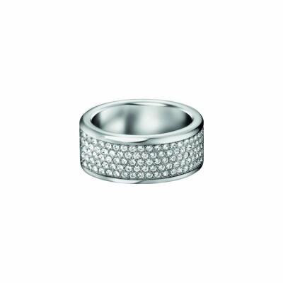 Bague Calvin Klein Hook en acier et cristal blanc, taille 51-52