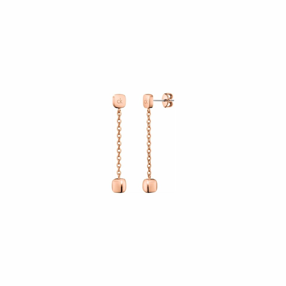 Boucles d'oreilles Calvin Klein Side en métal doré rose