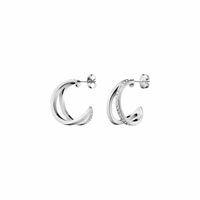 Boucles d'oreilles créoles Calvin Klein Outline en acier et cristaux Swarovski