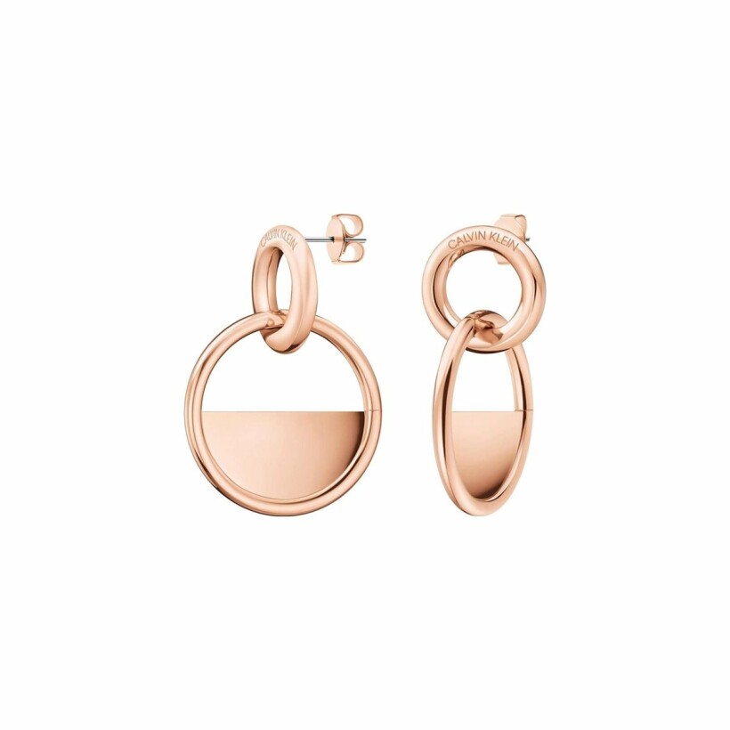 Boucles d'oreilles Calvin Klein Locked en métal doré rose