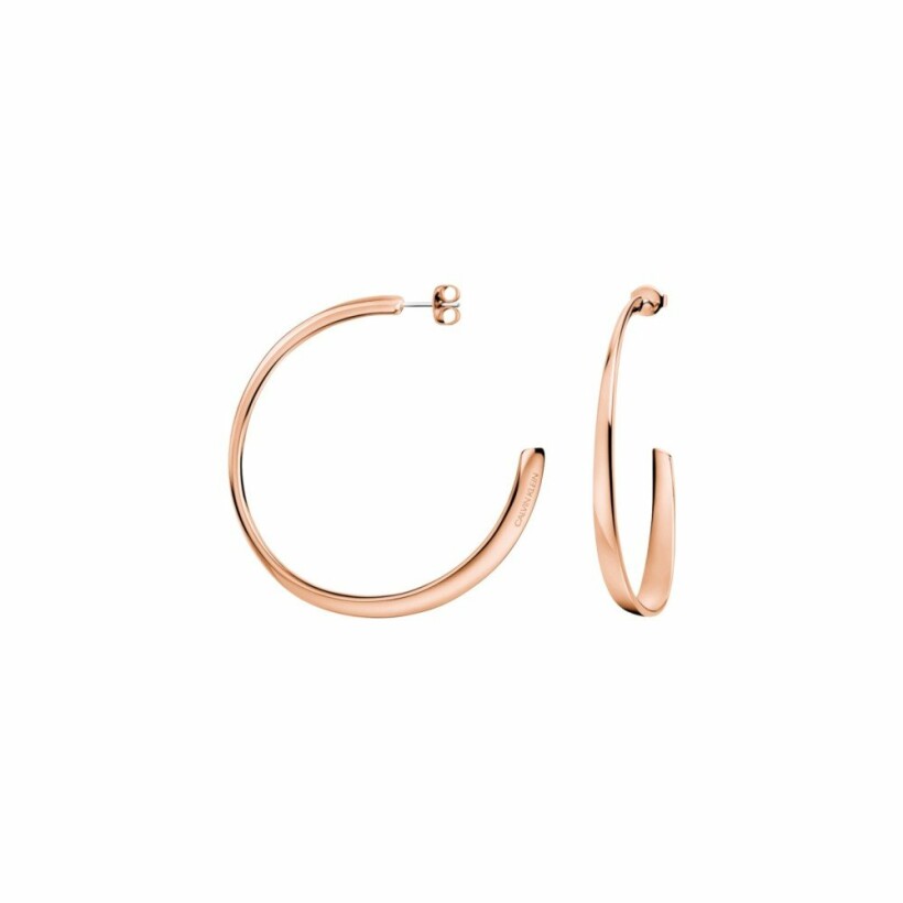 Boucles d'oreilles créoles Calvin Klein Groovy en métal doré rose